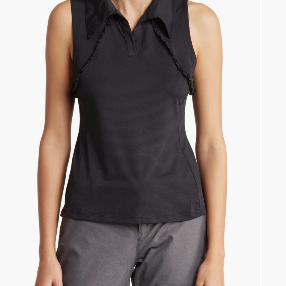 NWT X by gottex Diane black ruffle top Women's Black Sleeveless Top